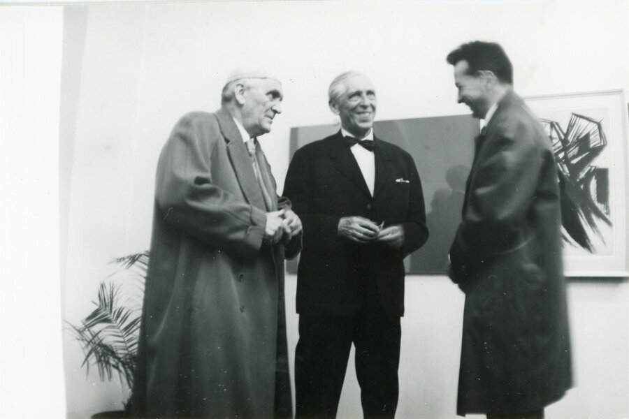 zleva: arch. J. Kroha, W. G. Woods, Z. Kudělka